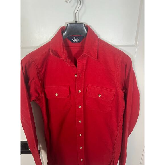 Woolrich Red Vintage Button Down 100% Cotton Size M Medium Mens Long Sleeve - Picture 2 of 7